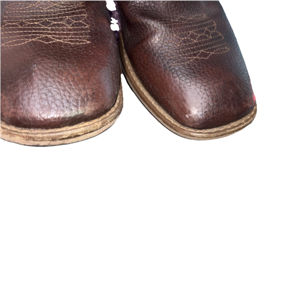 Austin Trading Company Boys Boots Size 5 Brown Square Toe Feather Pattern Cowboy - Picture 8 of 8